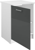 Επιδαπέδιο ντουλάπι Jeden 60 1D-Γκρι Γυαλιστερό - Λευκό - Image 4