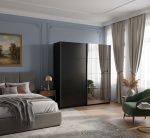 Ντουλάπα συρόμενη Delta II-200 x 61 x 210 εκ.-Μαύρο - Image 2