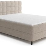 Επενδυμένο κρεβάτι Mecan-Μπεζ-160 x 200