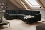 Γωνιακός καναπές Amelion Plus-Μαύρο δέρμα - Image 2