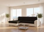 Γωνιακός καναπές Comfort-Αριστερή-Λευκό - Μαύρο - Image 2