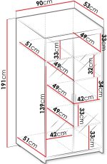 Ντουλάπα δίφυλλη Elena 2D-Cashmere-Με καθρέπτη - Image 3