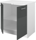 Επιδαπέδιο ντουλάπι Jeden 80 2D-Γκρι Γυαλιστερό - Λευκό - Image 6