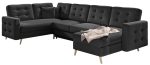 Γωνιακός καναπές Amelion Plus-Μαύρο δέρμα