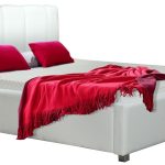 Επενδυμένο κρεβάτι Lingo-140 x 200-Λευκό-Με μηχανισμό ανύψωσης