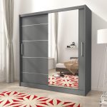 Ντουλάπα Mazoo συρόμενη-180 x 62 x 200 εκ.-Γκρι