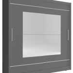 Ντουλάπα Walla συρόμενη-200 x 62 x 214 εκ.-Γκρι