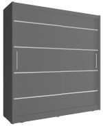 Ντουλάπα Maritina συρόμενη-180 x 62 x 200 εκ.-Γκρι