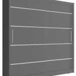 Ντουλάπα Maritina συρόμενη-200 x 62 x 214 εκ.-Γκρι