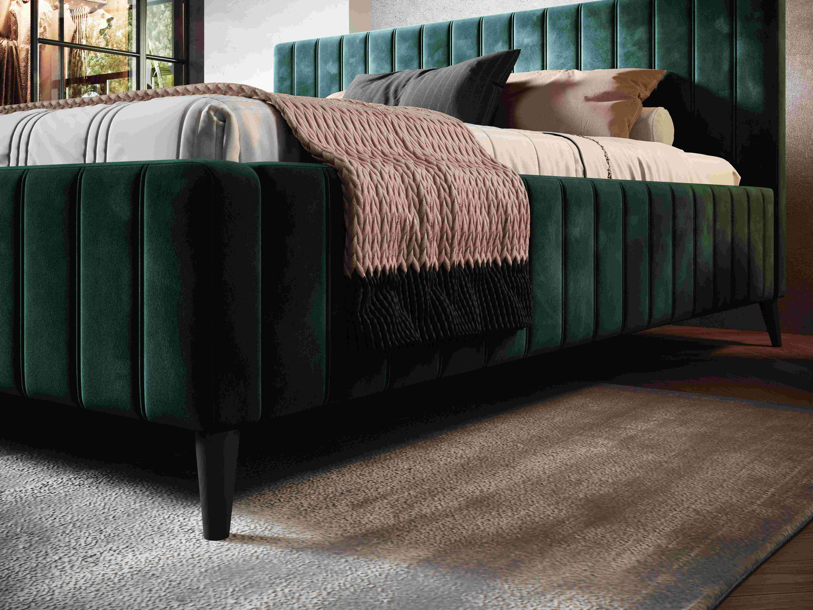 Επενδυμένο κρεβάτι Margo-180 x 200-Prasino - Image 2