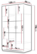 Ντουλάπα Raj 3 τρίφυλλη-Roz - Image 3