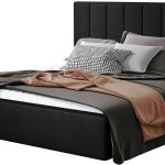 Επενδυμένο κρεβάτι Dobrik-180 x 200-Μαύρο-Χωρίς μηχανισμό ανύψωσης