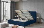 Επενδυμένο κρεβάτι Dobrik-200 x 200-Μπλέ-Με μηχανισμό ανύψωσης - Image 3