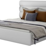 Επενδυμένο κρεβάτι Volcito-140 x 200-Λευκό-Με μηχανισμό ανύψωσης