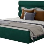 Επενδυμένο κρεβάτι Volcito-140 x 200-Πράσινο-Χωρίς μηχανισμό ανύψωσης