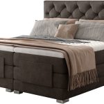 Επενδυμένο κρεβάτι Clover με στρώμα και ανώστρωμα-Kafe-160 x 200