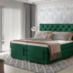 Επενδυμένο κρεβάτι Clover με στρώμα και ανώστρωμα-Prasino-140 x 200