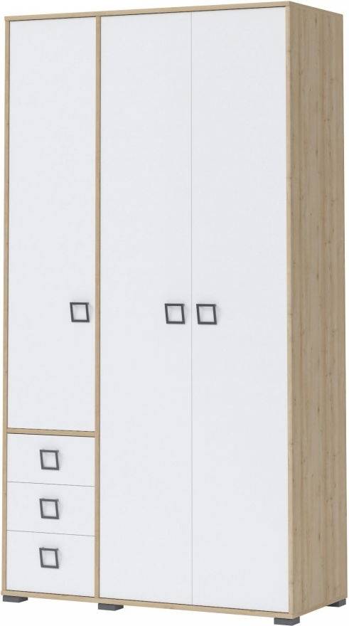 image_429429_p33-158-15 Ντουλάπα τρίφυλλη Riddle 3D3S-Δρυς-Λευκό - Image 1