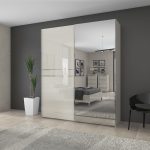 Ντουλάπα συρόμενη δίφυλλη Realm 180 με καθρέπτη-Μπεζ - Image 3