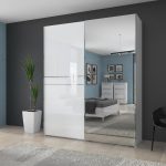 Ντουλάπα συρόμενη δίφυλλη Realm 180 με καθρέπτη-Λευκό - Image 3