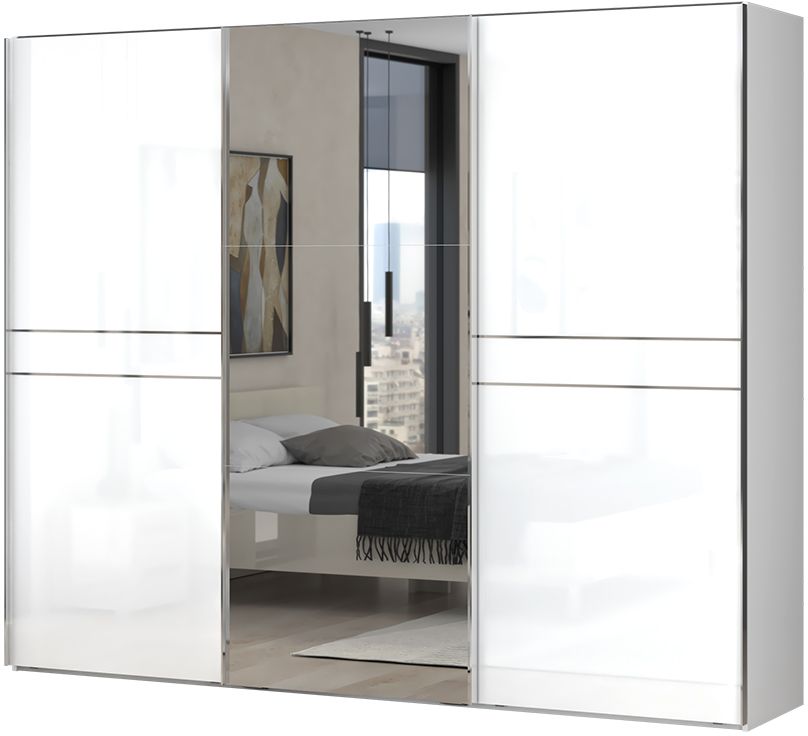 image_441876_pk280-og-205-155 Ντουλάπα συρόμενη τρίφυλλη Realm 280 με καθρέπτη-Λευκό - Image 1