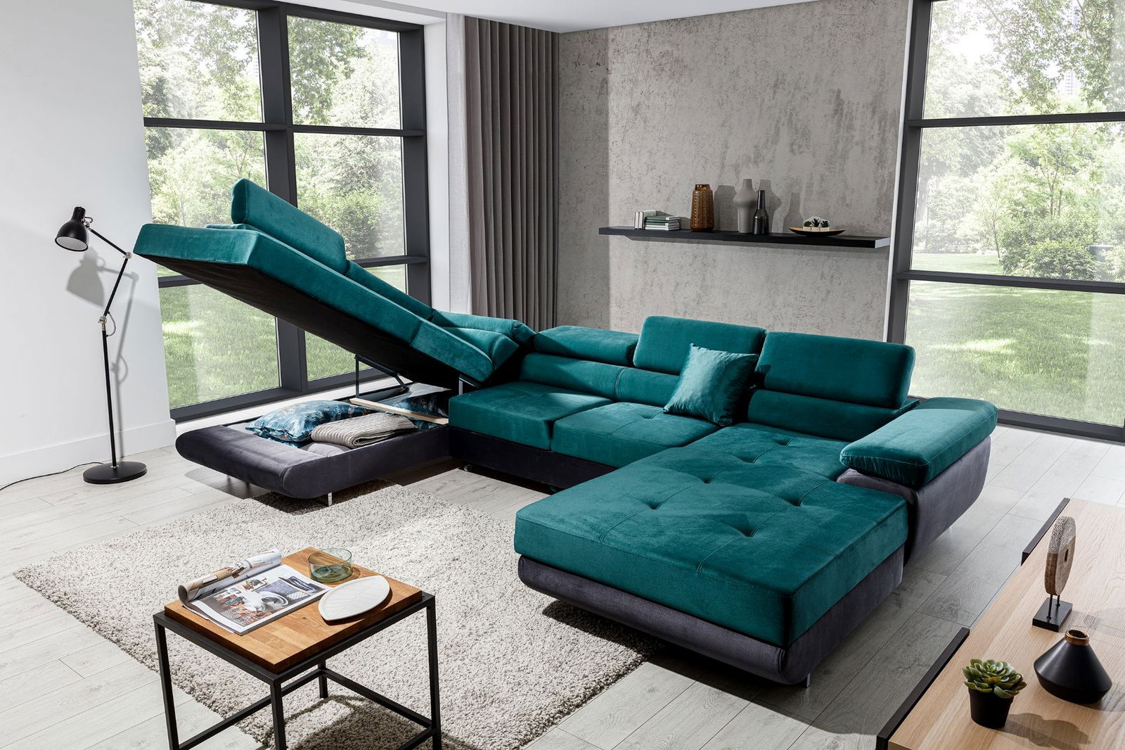 Γωνιακός καναπές Romeo-Αριστερή-Gkri-Petrol - Image 5