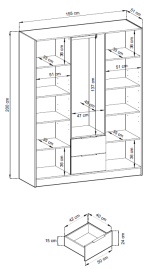 Ντουλάπα Nolan Τρίφυλλη με καθρέπτη-Fusiko - Image 2