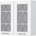 Ντουλάπι κρεμαστό Tahoma V7-80-2KS με βιτρίνα-Λευκό ματ