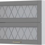 Ντουλάπι κρεμαστό Tahoma V7-90-2KSP με βιτρίνα-Γραφίτης