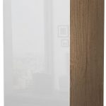 Επιδαπέδιο ντουλάπι ψηλό Raval K14-60-1KF-Φυσικό σκούρο - Λευκό γυαλιστερό