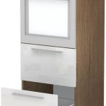 Επιδαπέδιο ντουλάπι φούρνου ψηλό Raval K14-60-2MB-Φυσικό σκούρο - Λευκό γυαλιστερό