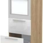 Επιδαπέδιο ντουλάπι φούρνου ψηλό Raval K14-60-2MB-Δρυς - Λευκό γυαλιστερό