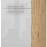 Επιδαπέδιο ντουλάπι ψηλό Raval K23-60-2KF-Φυσικό - Λευκό γυαλιστερό