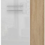 Επιδαπέδιο ντουλάπι ψηλό Raval K23-60-2KF-Δρυς - Λευκό γυαλιστερό