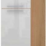Επιδαπέδιο ντουλάπι ψηλό Raval K23-60-2KF-Καρυδί - Λευκό γυαλιστερό