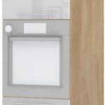 Επιδαπέδιο ντουλάπι φούρνου ψηλό Raval K23-60-2KR-Δρυς - Λευκό γυαλιστερό