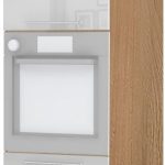 Επιδαπέδιο ντουλάπι φούρνου ψηλό Raval K23-60-2KR-Καρυδί - Λευκό γυαλιστερό