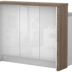 Πάγκος νησίδας Raval-Μήκος: 120 εκ.-Λευκό γυαλιστερό-Carini Wallnut