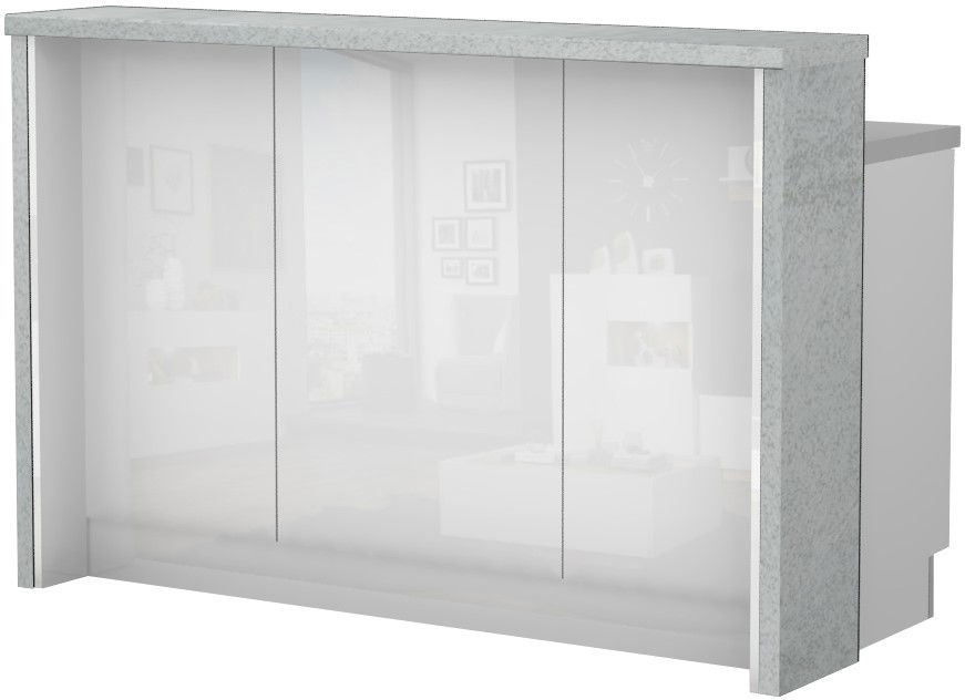 image_717941_riva-pult-150-2-67-ku-70rv Πάγκος νησίδας Raval-Μήκος: 150 εκ.-Λευκό γυαλιστερό-Chromix Silver - Image 1