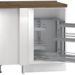 Επιδαπέδιο γωνιακό ντουλάπι Raval R-UG-1KMC-Λευκό - Λευκό γυαλιστερό-Δεξιά