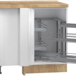 Επιδαπέδιο γωνιακό ντουλάπι Modena R-UG-1KMC-Λευκό - Λευκό γυαλιστερό-Δεξιά