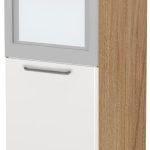 Επιδαπέδιο ντουλάπι φούρνου ψηλό Modena K14-60-1KR-Καρυδί - Λευκό γυαλιστερό