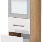 Επιδαπέδιο ντουλάπι φούρνου ψηλό Modena K14-60-2MB-Καρυδί - Λευκό γυαλιστερό