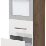 Επιδαπέδιο ντουλάπι φούρνου ψηλό Modena K14-60-2MB-Φυσικό σκούρο - Λευκό γυαλιστερό