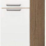 Επιδαπέδιο ντουλάπι ψηλό Modena K23-60-2KF-Φυσικό σκούρο - Λευκό γυαλιστερό