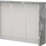 Πάγκος νησίδας Modena-Μήκος: 150 εκ.-Λευκό γυαλιστερό-Siena Marble