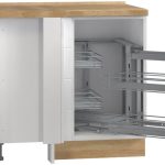 Επιδαπέδιο γωνιακό ντουλάπι Hudson R-UG-1KMC-Λευκό - Λευκό γυαλιστερό-Δεξιά
