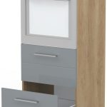 Επιδαπέδιο ντουλάπι φούρνου ψηλό Hudson K14-60-2MB-Δρυς - Γκρι