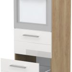 Επιδαπέδιο ντουλάπι φούρνου ψηλό Hudson K14-60-2MB-Δρυς - Λευκό