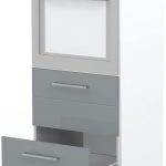 Επιδαπέδιο ντουλάπι φούρνου ψηλό Hudson K14-60-2MB-Λευκό γυαλιστερό - Γκρι